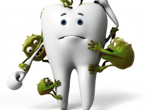 Dibujo de un diente rodeado de bacterias | Clínica dental | Carillas | ortodoncia invisible | Larrañaga