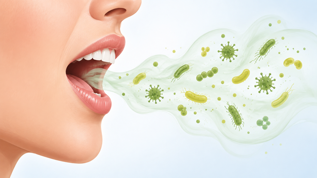 Dibujo de boca de mujer echando mal aliento | Limpieza Dental Después de las Vacaciones | Dentista Madrid Río
