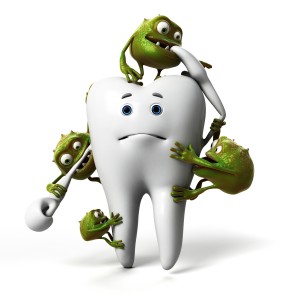 Dibujo de un diente rodeado de bacterias | Clínica dental | Carillas | ortodoncia invisible | Larrañaga